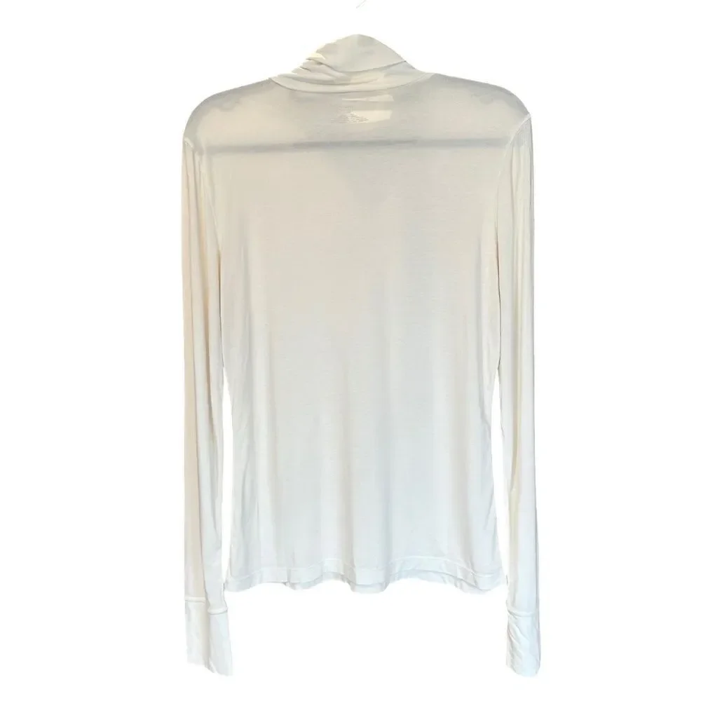 Modern Movement Women's SOFT Long Sleeve Loose Turtleneck Cream-Ivory Large